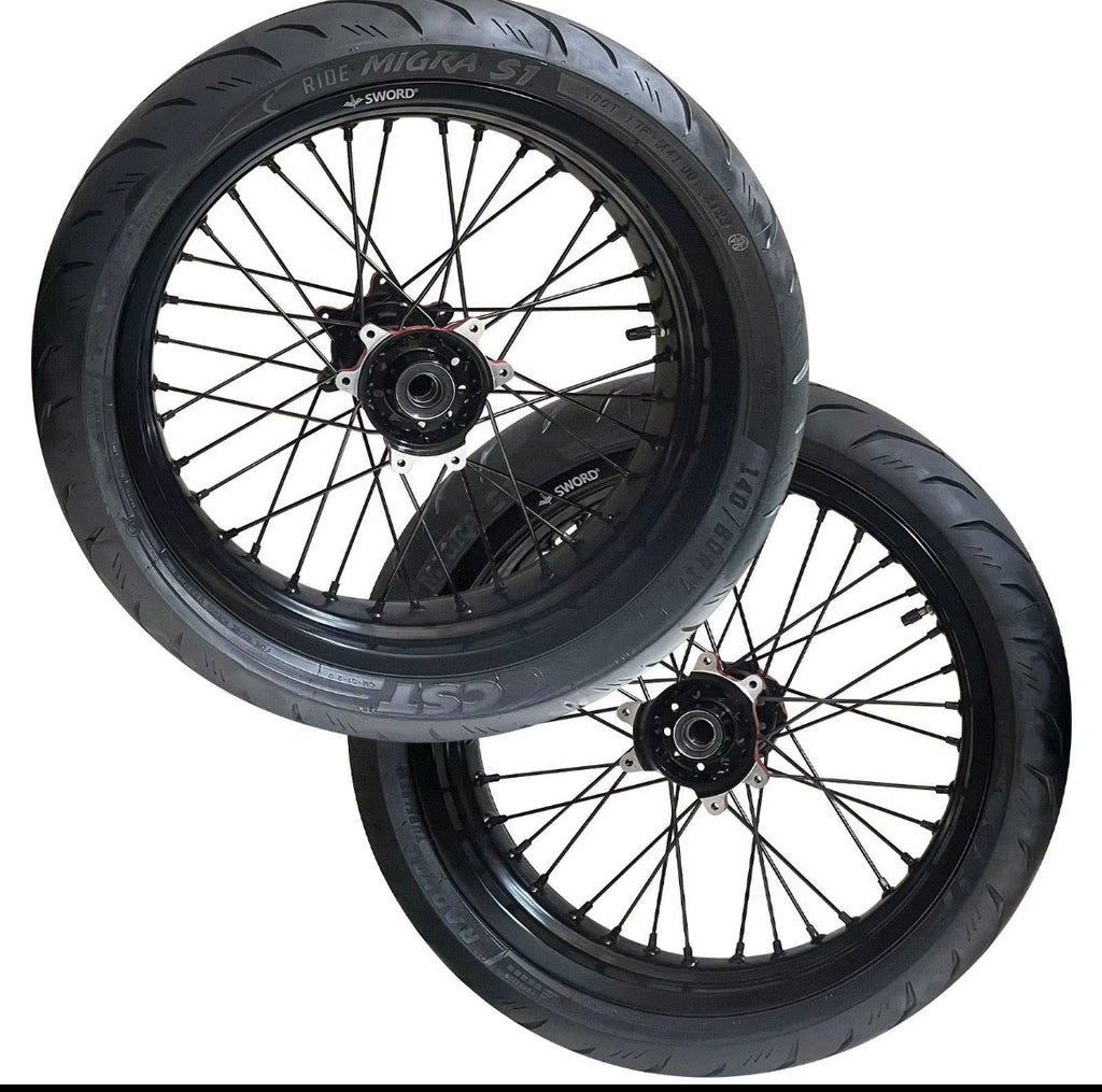 17/14 SuperMoto Wheel & Tire Set